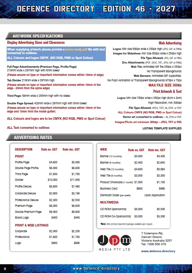 Australian & New Zealand Defence Directory Media Kit Page 8