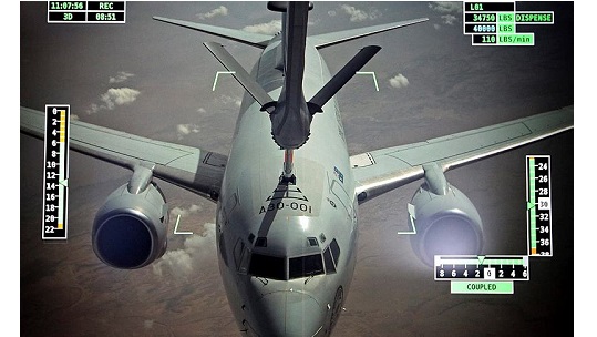 First RAAF KC-30A operational boom refuelling with an E-7A Wedgetail above Iraq